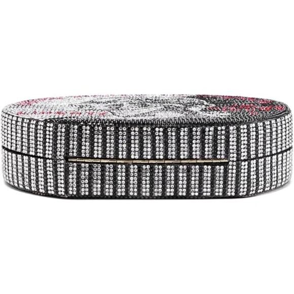 Quarter Coin Purse Handbag Rhinestone Evening Clutch Bag Money Shoulder Strap - Picture 5 of 7